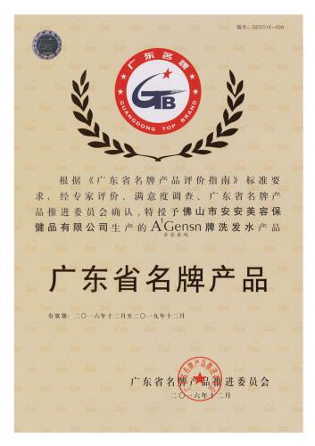 2016-2019 Guangdong Province Famous Brand Products